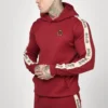 SikSilk Hoodie With Gothic Side Tape - Longsleeve - Burgundy