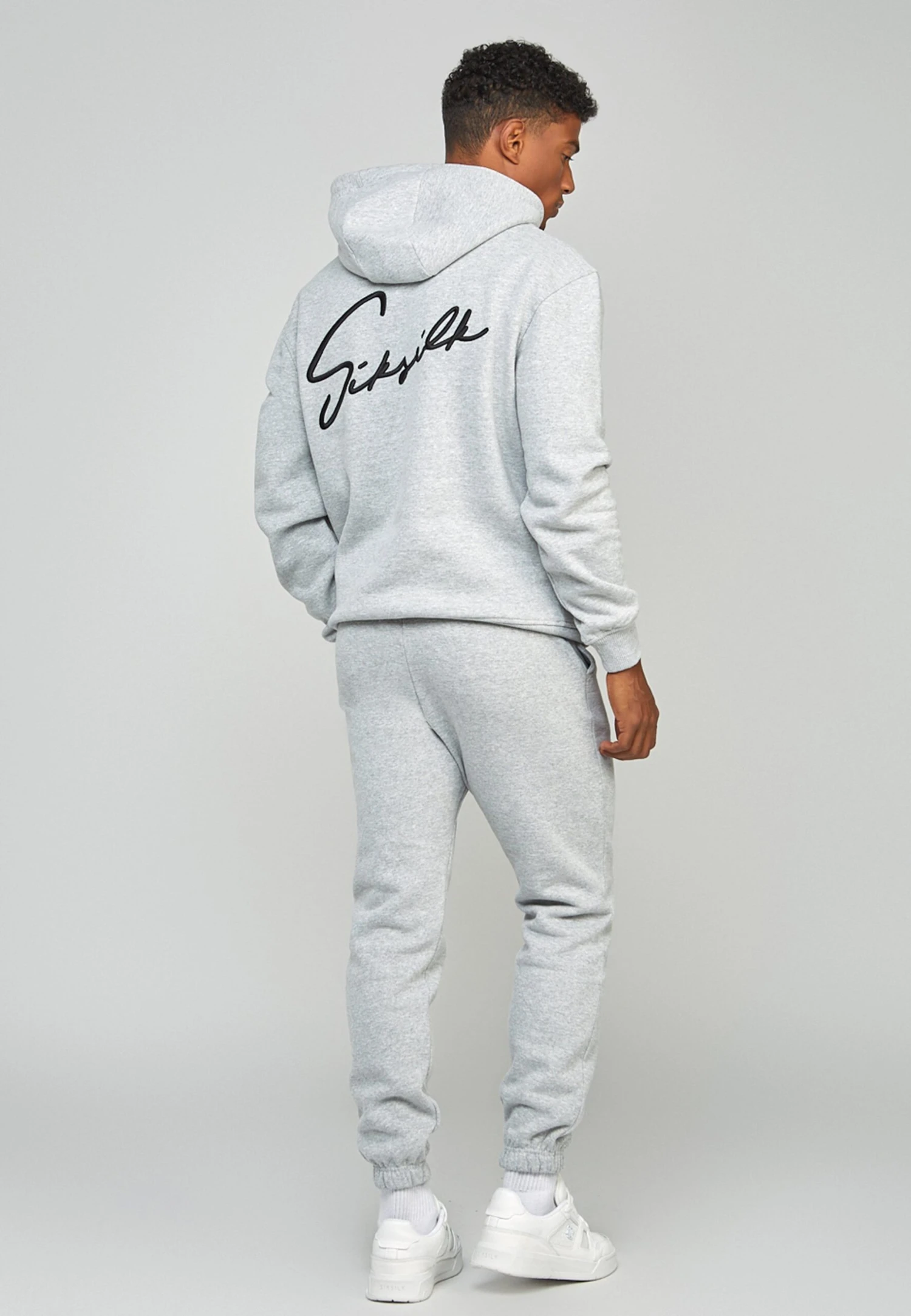 SikSilk Script Embroidery- Hoodie - Grey Marl 5 SikSilk Script Embroidery- Hoodie - Grey Marl - Afbeelding 5