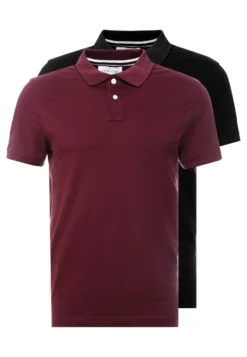 Pier One 2 Pack - Poloshirt - Bordeaux/Black