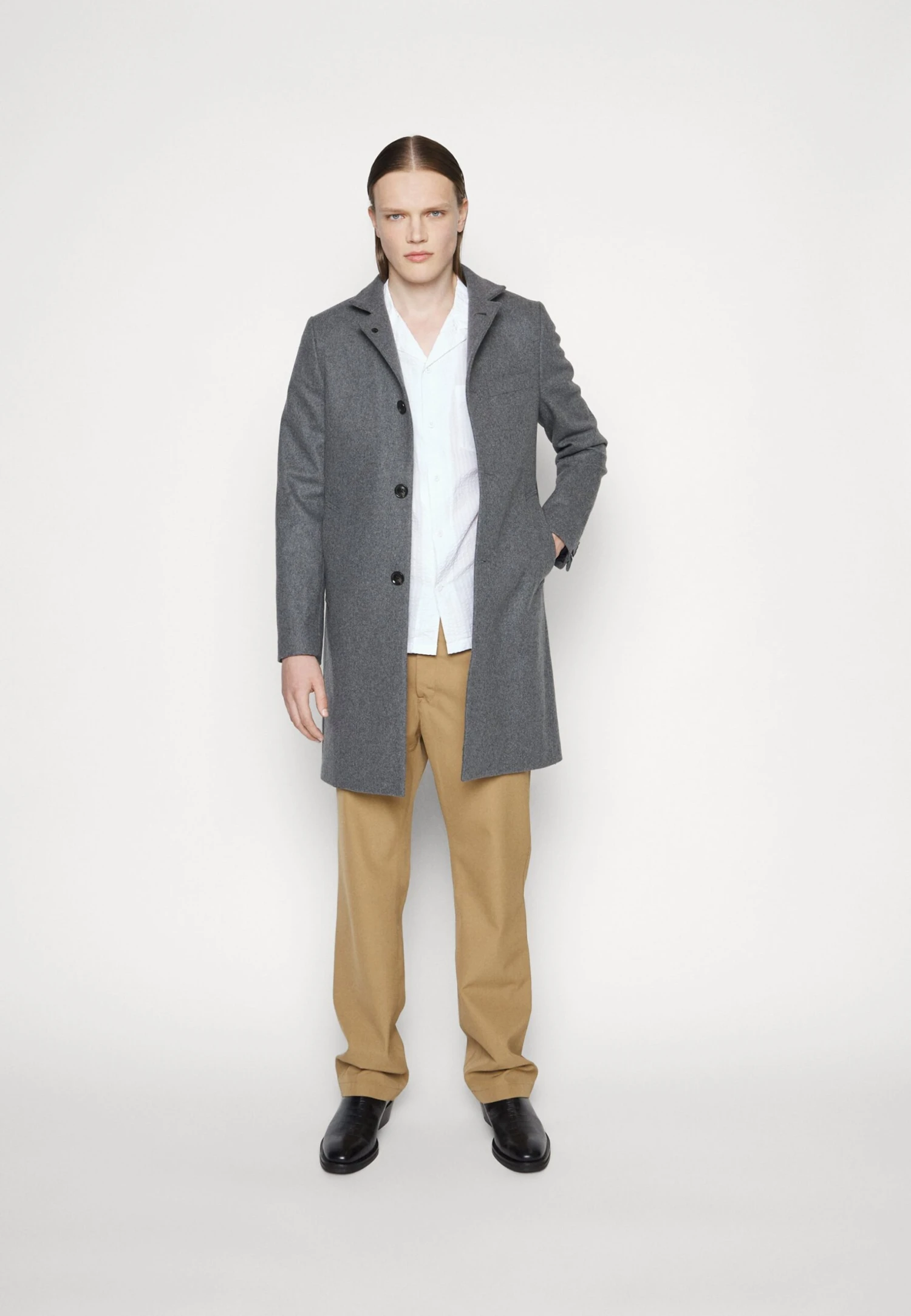 J.Lindeberg Holger Melton Coat - Mantel - Mid Grey Melange 5 J.Lindeberg Holger Melton Coat - Mantel - Mid Grey Melange - Afbeelding 5
