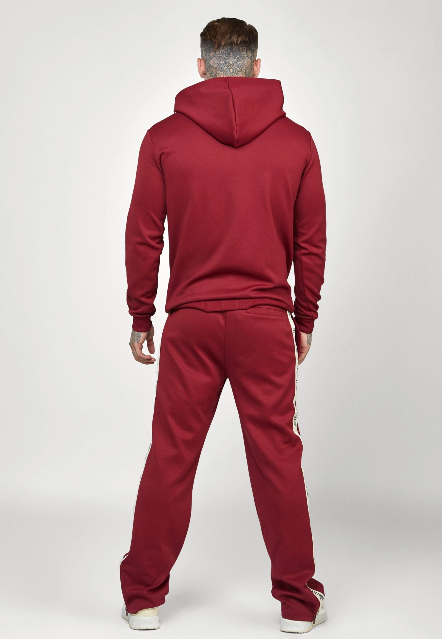 SikSilk Hoodie With Gothic Side Tape - Longsleeve - Burgundy 3 SikSilk Hoodie With Gothic Side Tape - Longsleeve - Burgundy - Afbeelding 3