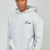 SikSilk Script Embroidery- Hoodie - Grey Marl