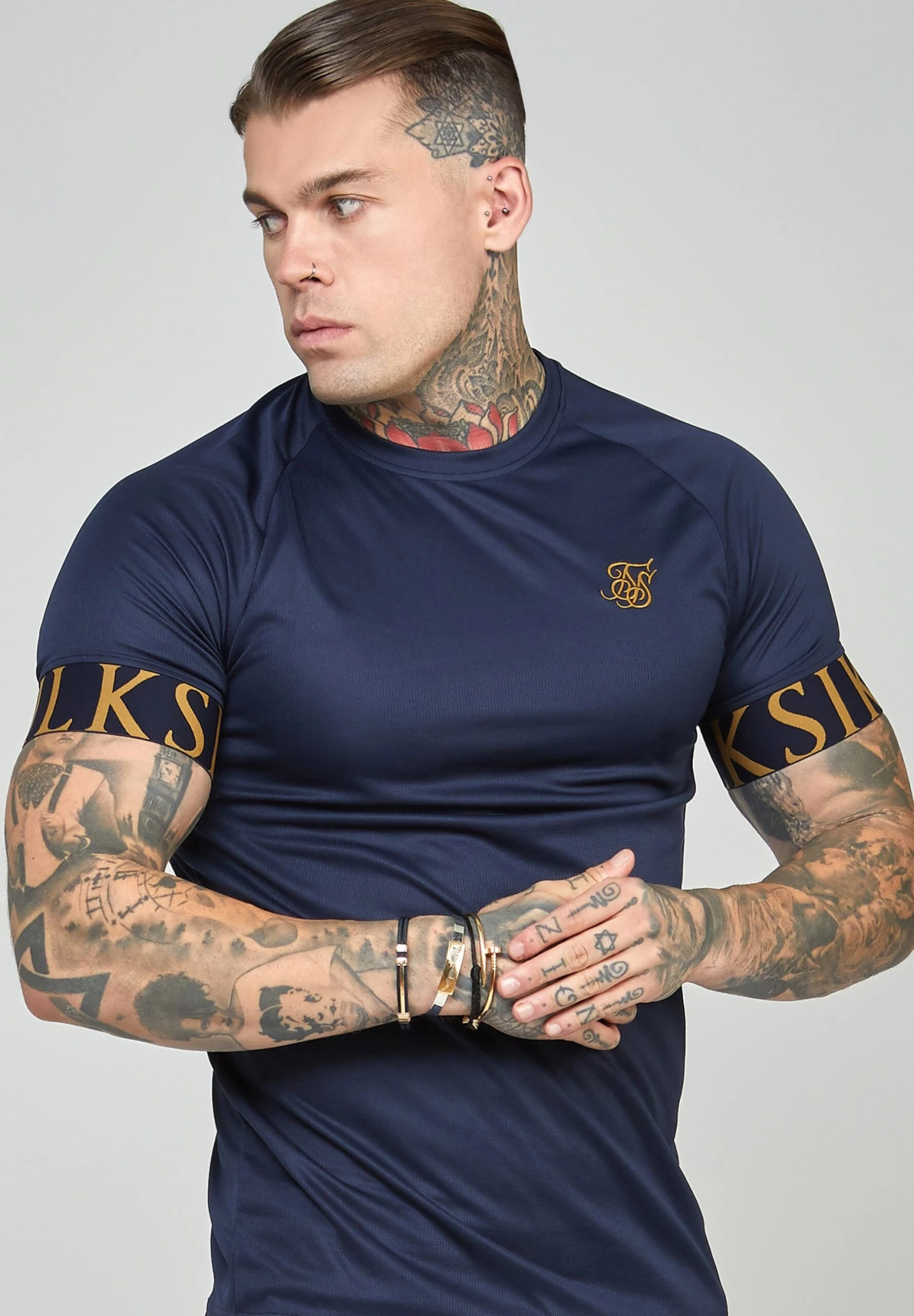 SikSilk Short Sleeve Dynamic Tech - T-Shirt Print - Navy 3 SikSilk Short Sleeve Dynamic Tech - T-Shirt Print - Navy - Afbeelding 3