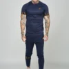 SikSilk Short Sleeve Dynamic Tech - T-Shirt Print - Navy
