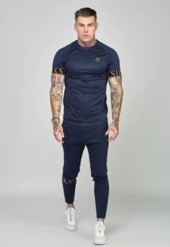 SikSilk Short Sleeve Dynamic Tech - T-Shirt Print - Navy