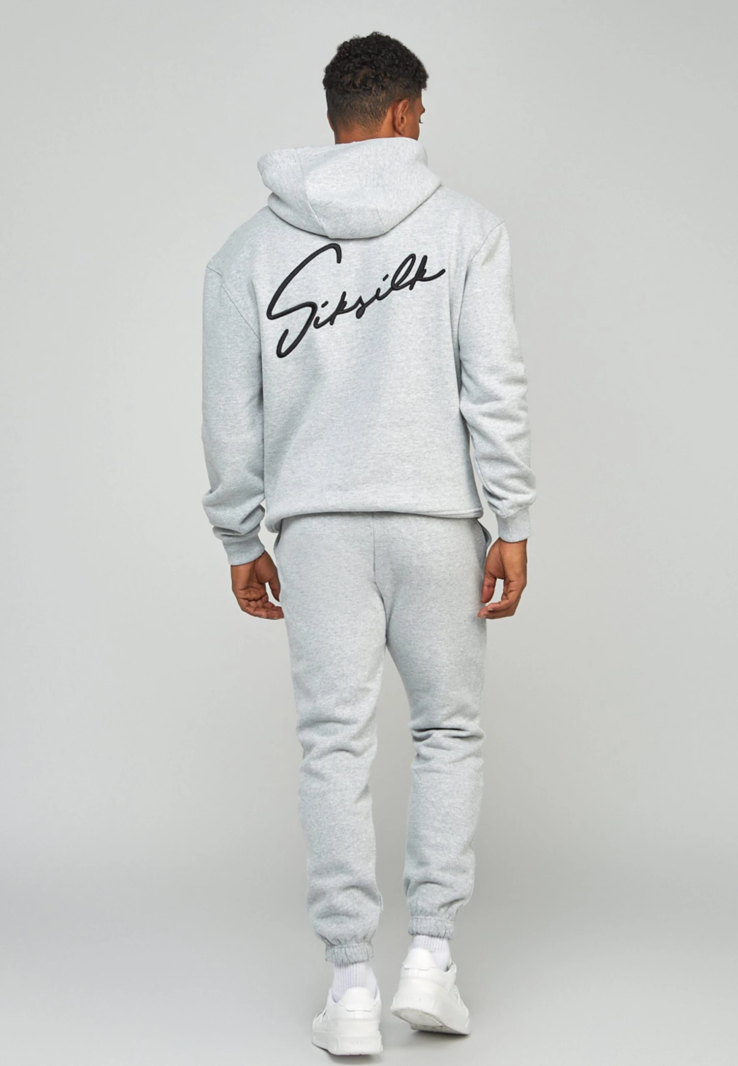SikSilk Script Embroidery- Hoodie - Grey Marl 3 SikSilk Script Embroidery- Hoodie - Grey Marl - Afbeelding 3